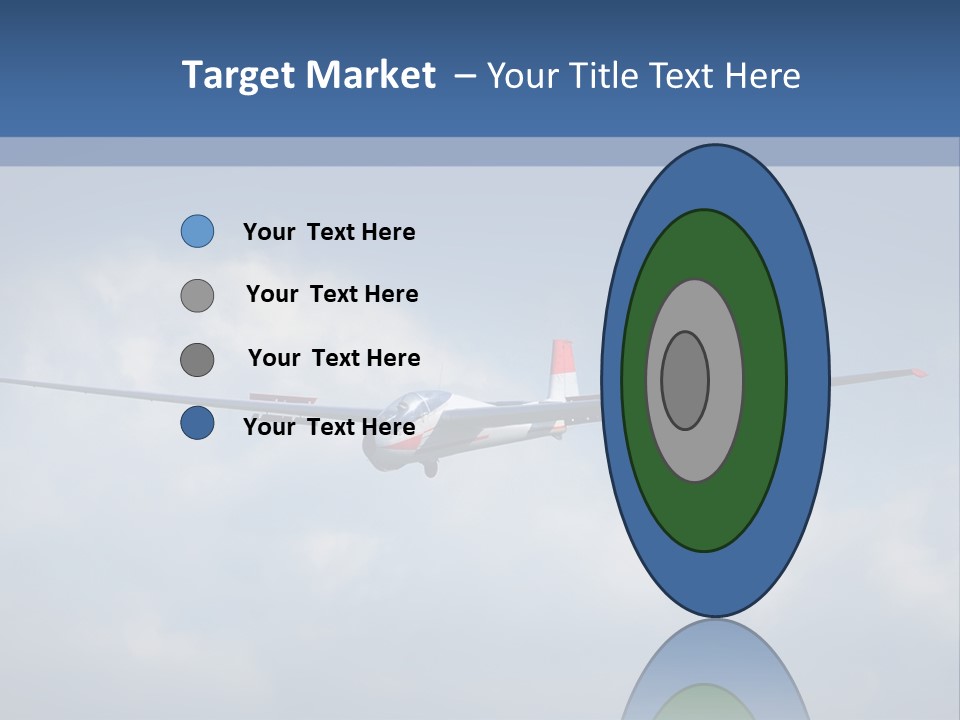 A Small Airplane Flying Through A Cloudy Blue Sky PowerPoint Template