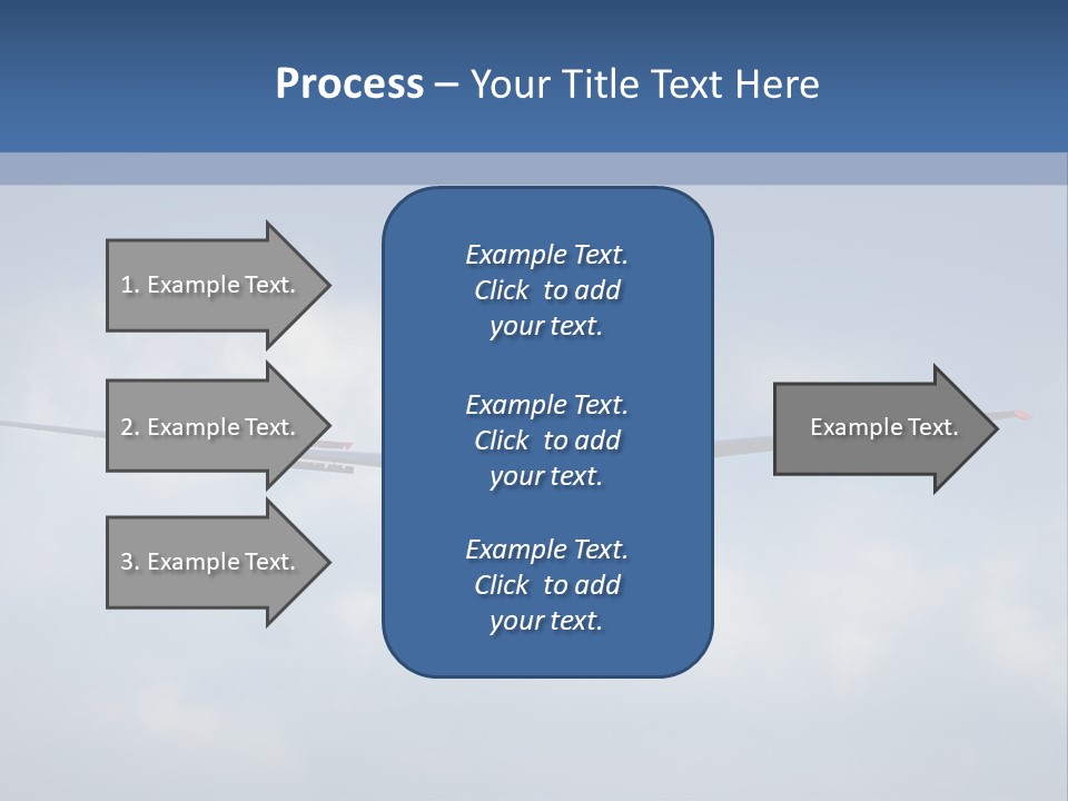 A Small Airplane Flying Through A Cloudy Blue Sky PowerPoint Template