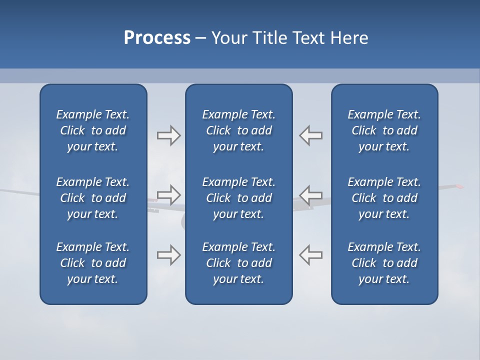 A Small Airplane Flying Through A Cloudy Blue Sky PowerPoint Template