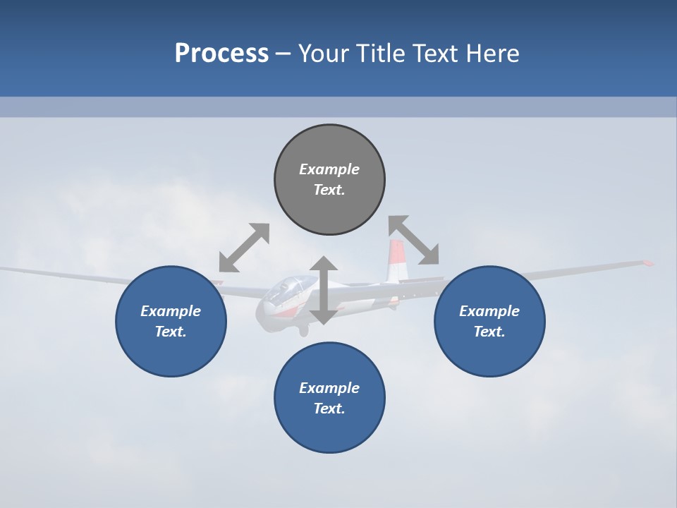 A Small Airplane Flying Through A Cloudy Blue Sky PowerPoint Template