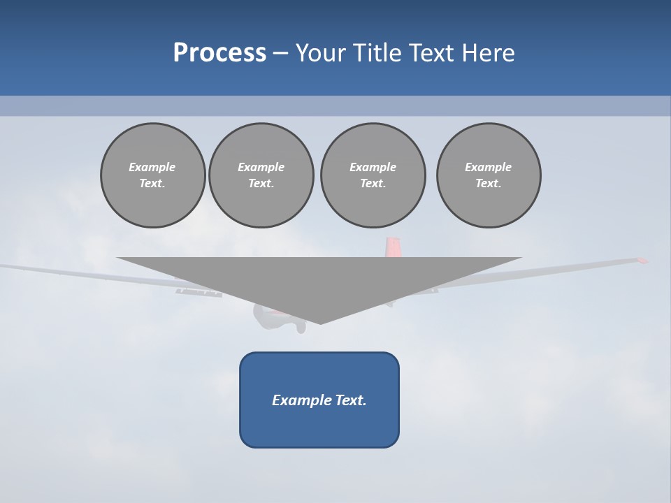 A Small Airplane Flying Through A Cloudy Blue Sky PowerPoint Template
