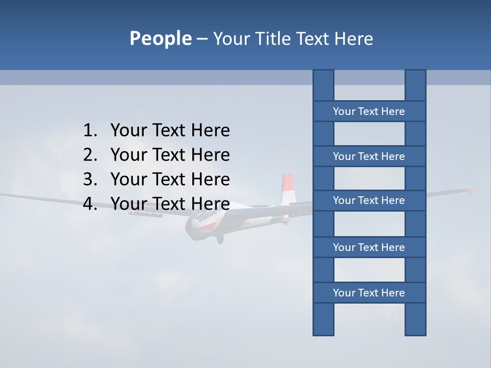 A Small Airplane Flying Through A Cloudy Blue Sky PowerPoint Template