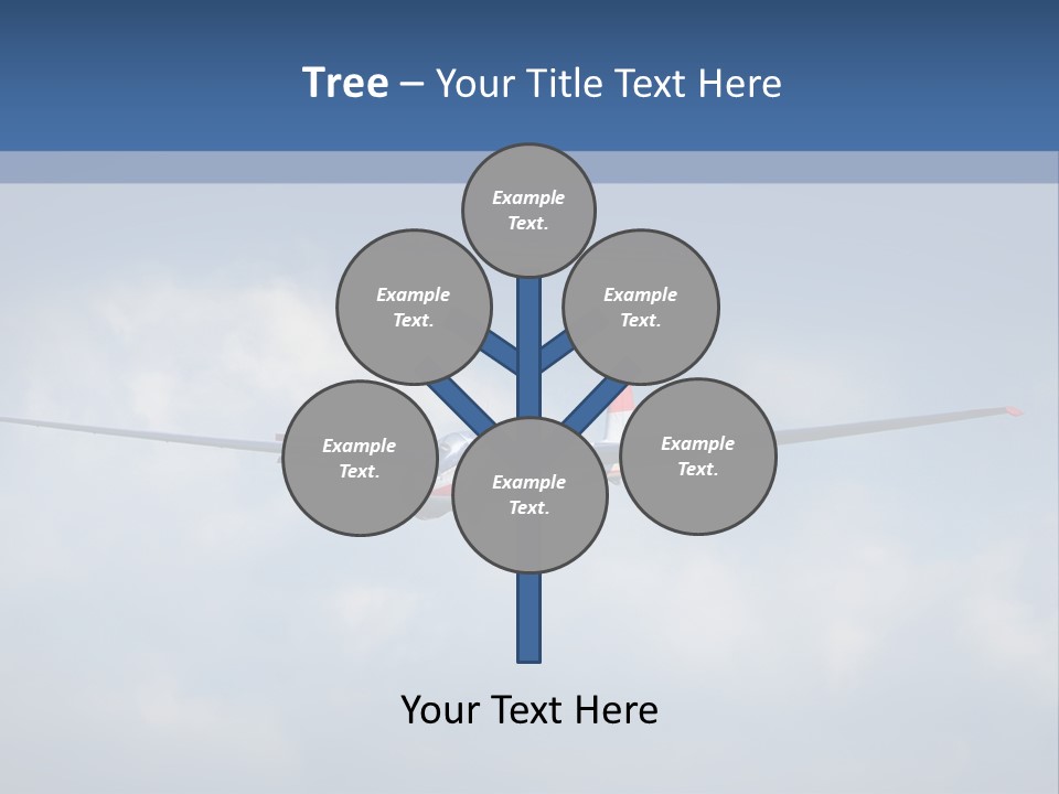 A Small Airplane Flying Through A Cloudy Blue Sky PowerPoint Template
