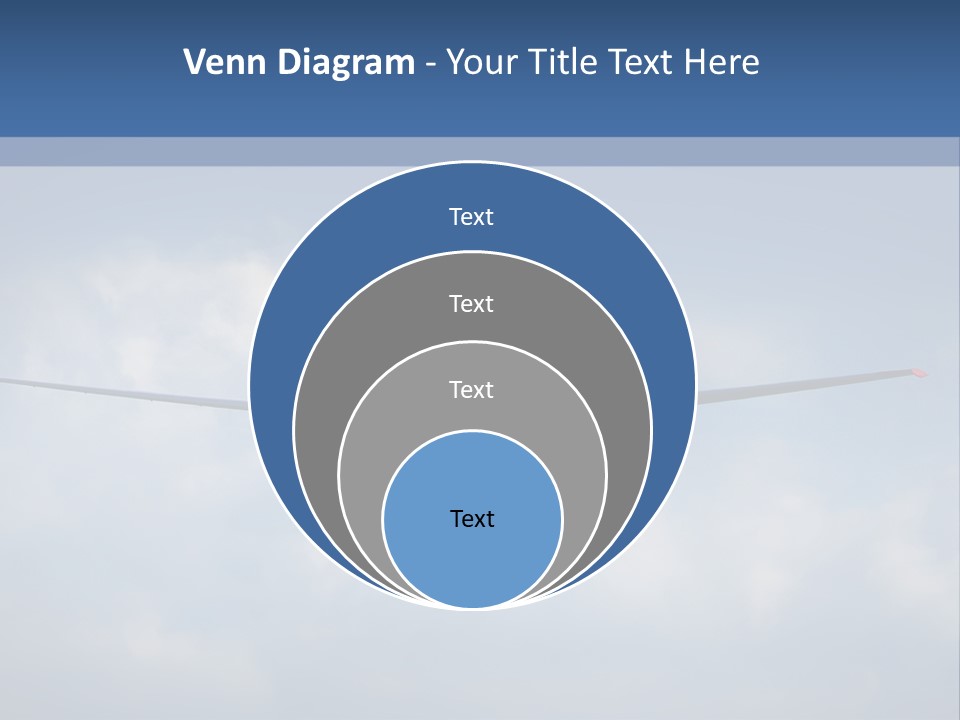A Small Airplane Flying Through A Cloudy Blue Sky PowerPoint Template