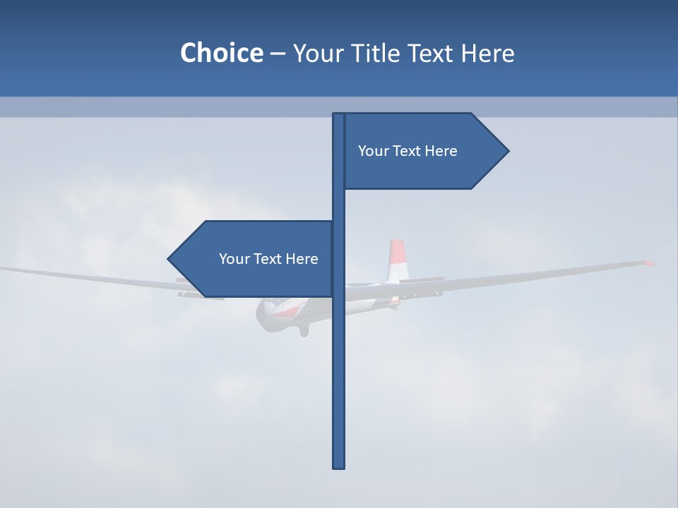 A Small Airplane Flying Through A Cloudy Blue Sky PowerPoint Template