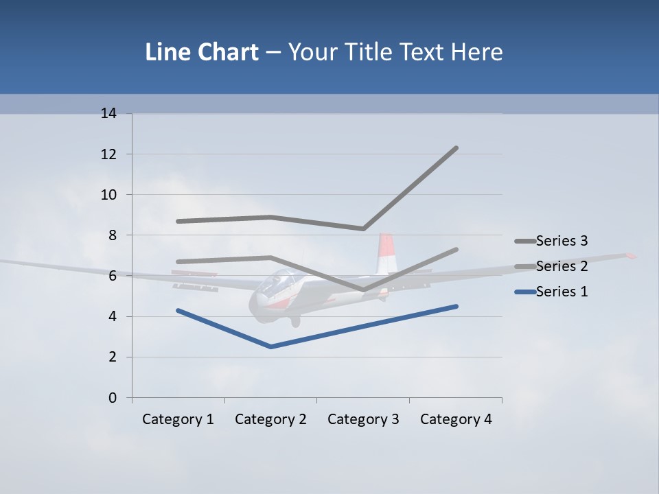 A Small Airplane Flying Through A Cloudy Blue Sky PowerPoint Template