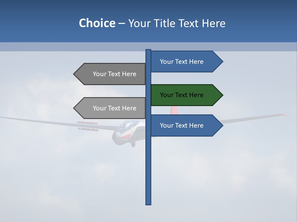 A Small Airplane Flying Through A Cloudy Blue Sky PowerPoint Template