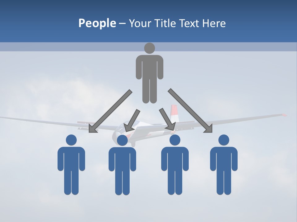 A Small Airplane Flying Through A Cloudy Blue Sky PowerPoint Template