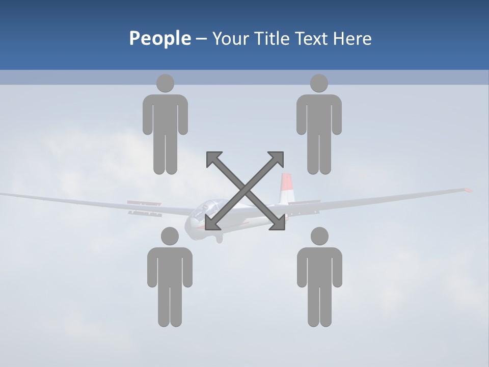 A Small Airplane Flying Through A Cloudy Blue Sky PowerPoint Template