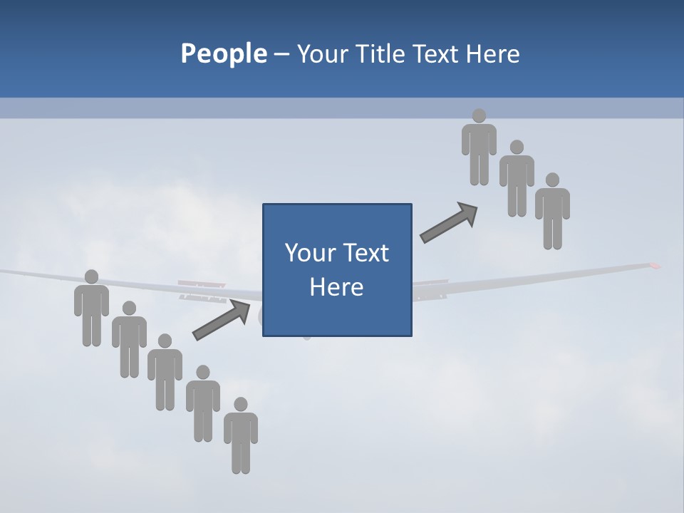 A Small Airplane Flying Through A Cloudy Blue Sky PowerPoint Template