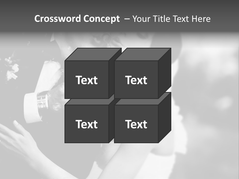 A Man And A Woman Kissing In A Black And White Photo PowerPoint Template