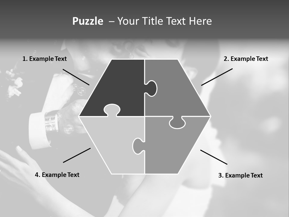 A Man And A Woman Kissing In A Black And White Photo PowerPoint Template