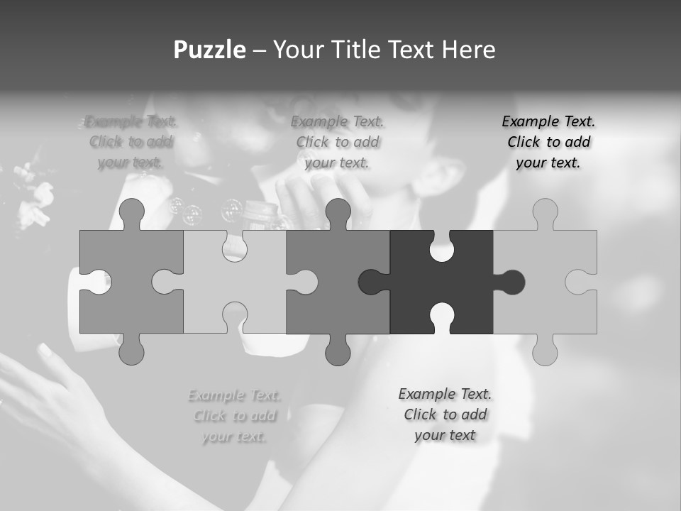 A Man And A Woman Kissing In A Black And White Photo PowerPoint Template