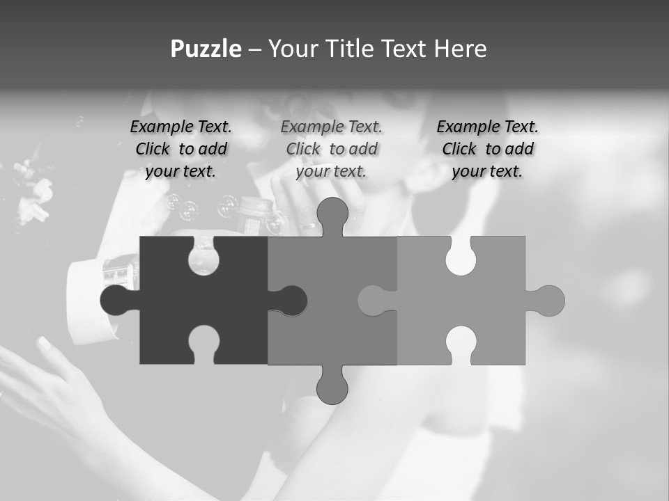 A Man And A Woman Kissing In A Black And White Photo PowerPoint Template