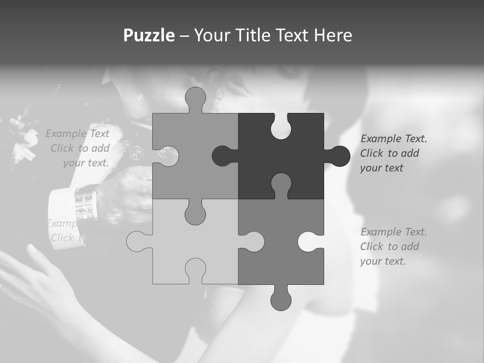 A Man And A Woman Kissing In A Black And White Photo PowerPoint Template