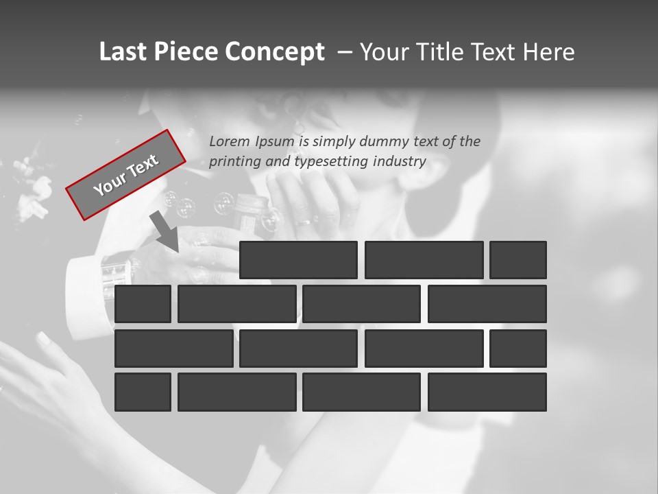 A Man And A Woman Kissing In A Black And White Photo PowerPoint Template