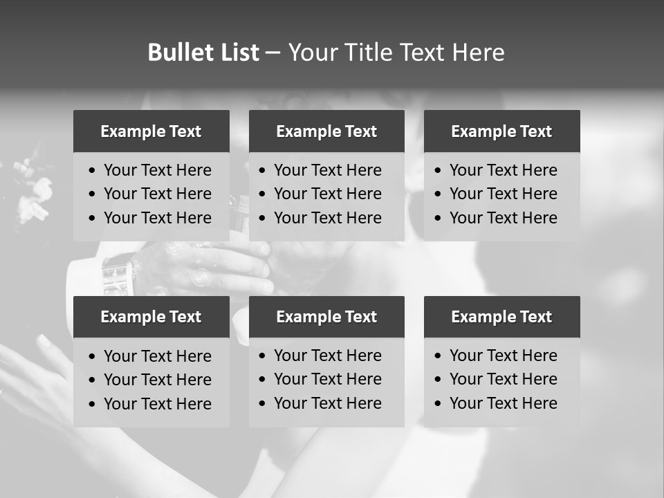 A Man And A Woman Kissing In A Black And White Photo PowerPoint Template