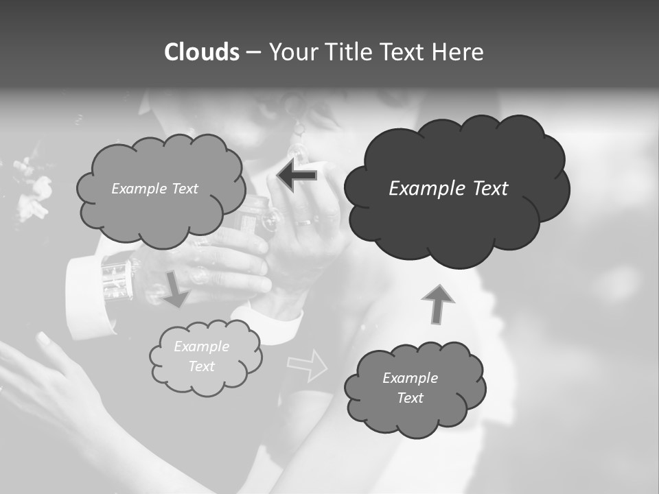 A Man And A Woman Kissing In A Black And White Photo PowerPoint Template