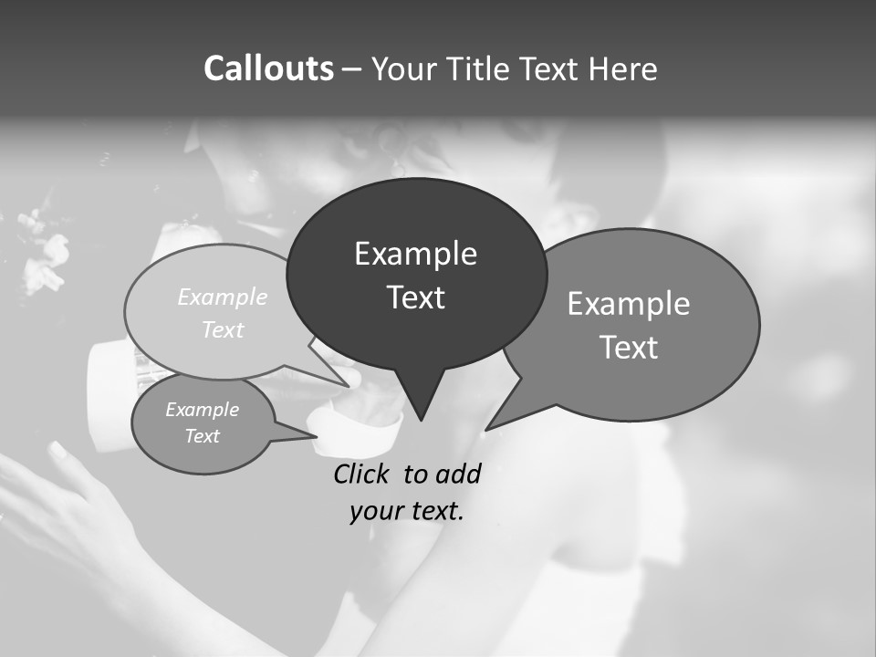 A Man And A Woman Kissing In A Black And White Photo PowerPoint Template