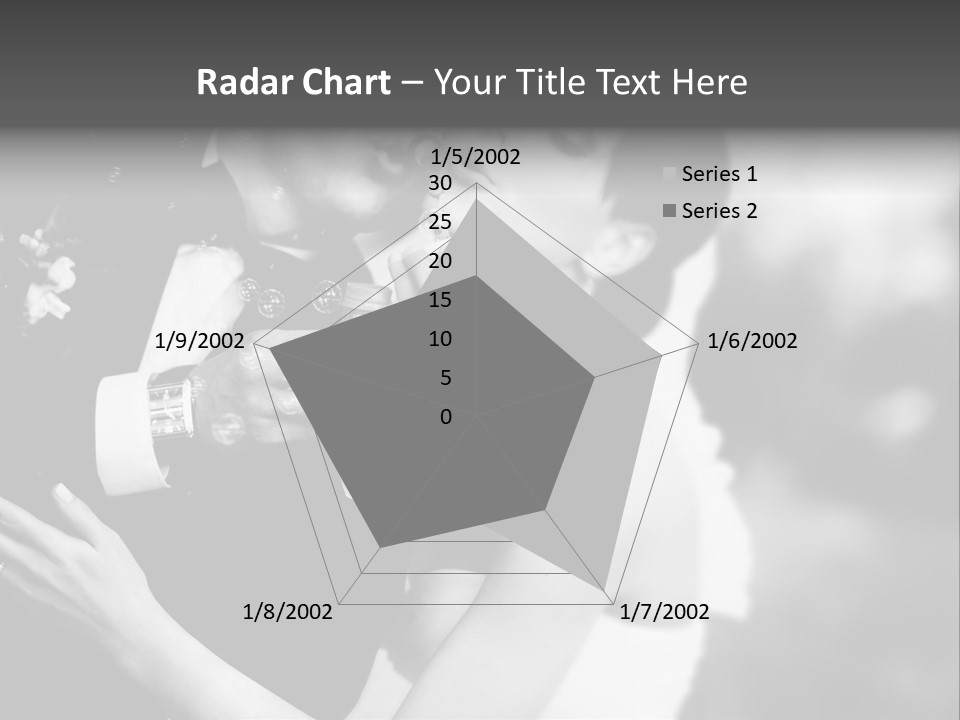 A Man And A Woman Kissing In A Black And White Photo PowerPoint Template