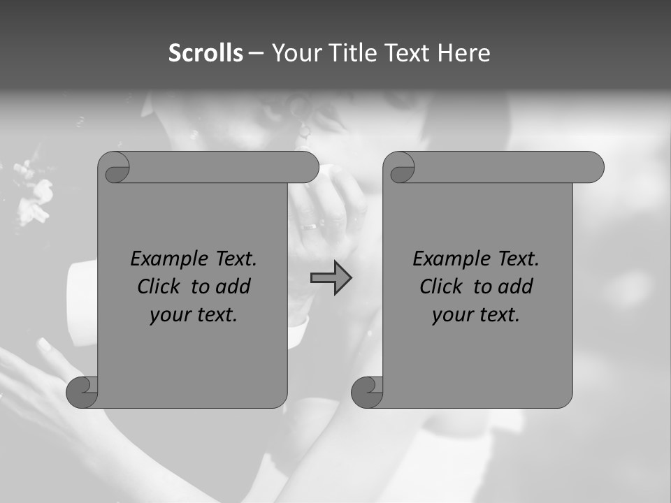 A Man And A Woman Kissing In A Black And White Photo PowerPoint Template