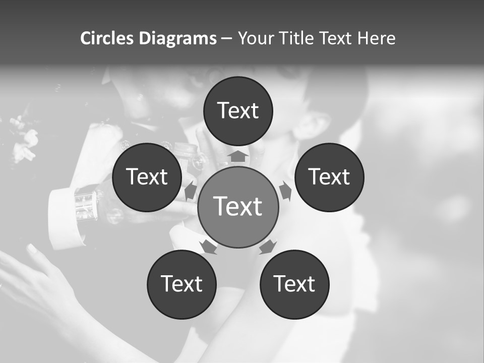 A Man And A Woman Kissing In A Black And White Photo PowerPoint Template