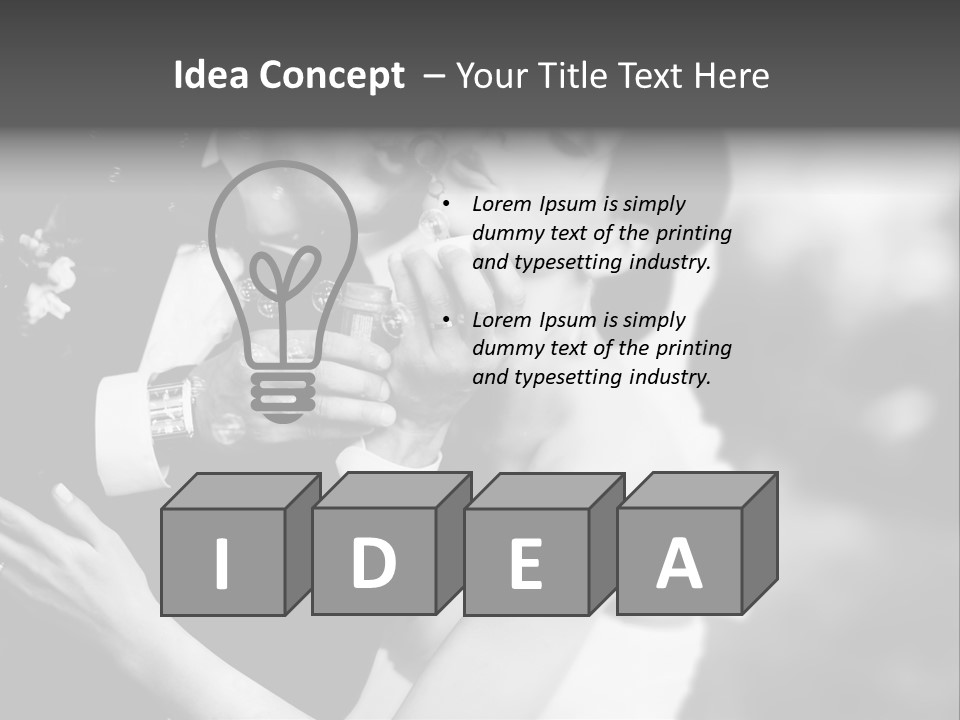 A Man And A Woman Kissing In A Black And White Photo PowerPoint Template