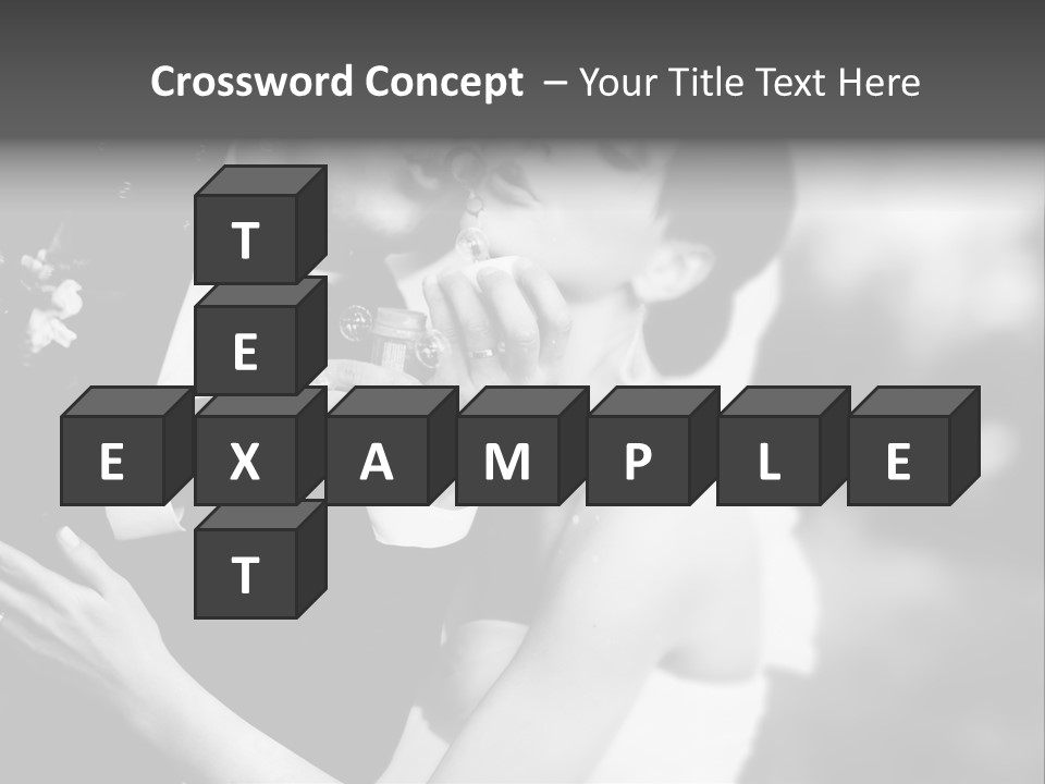 A Man And A Woman Kissing In A Black And White Photo PowerPoint Template