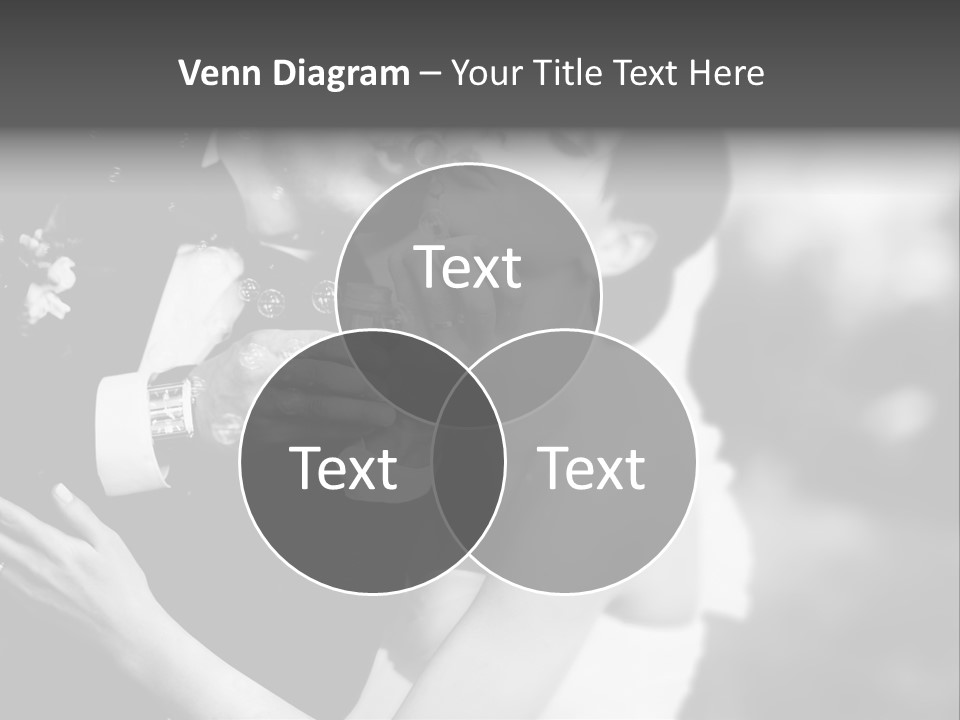 A Man And A Woman Kissing In A Black And White Photo PowerPoint Template