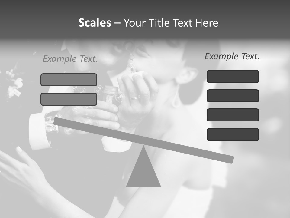 A Man And A Woman Kissing In A Black And White Photo PowerPoint Template