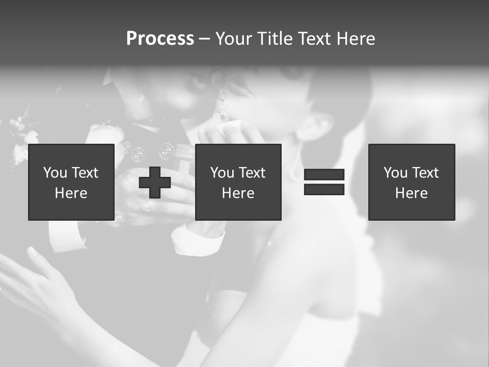 A Man And A Woman Kissing In A Black And White Photo PowerPoint Template
