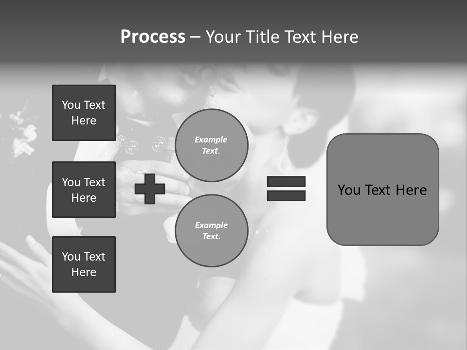 A Man And A Woman Kissing In A Black And White Photo PowerPoint Template