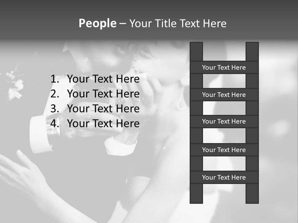 A Man And A Woman Kissing In A Black And White Photo PowerPoint Template