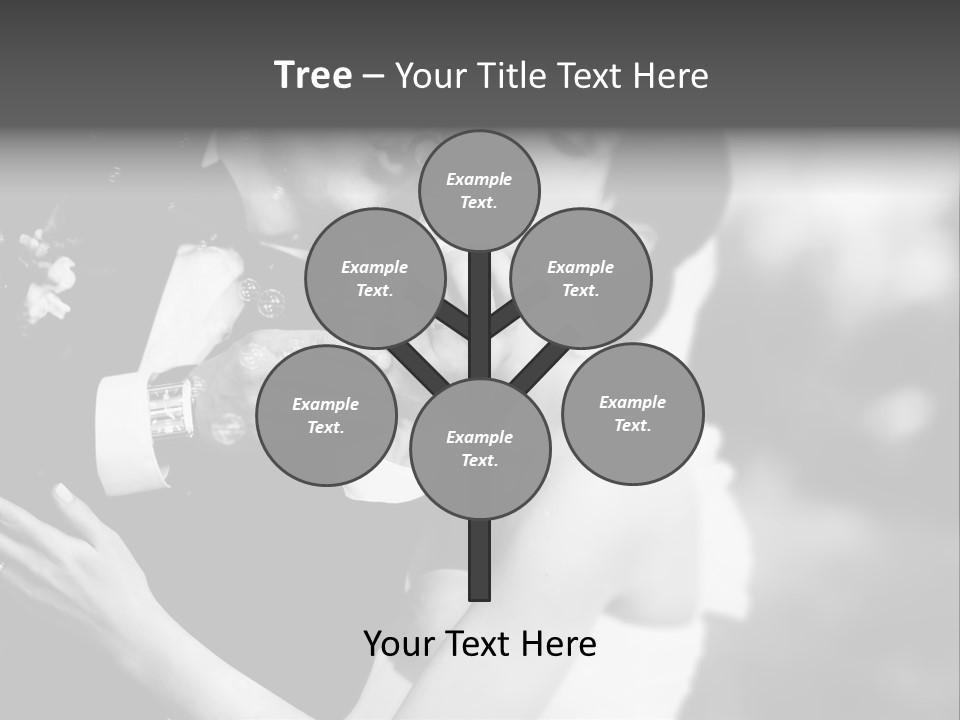 A Man And A Woman Kissing In A Black And White Photo PowerPoint Template