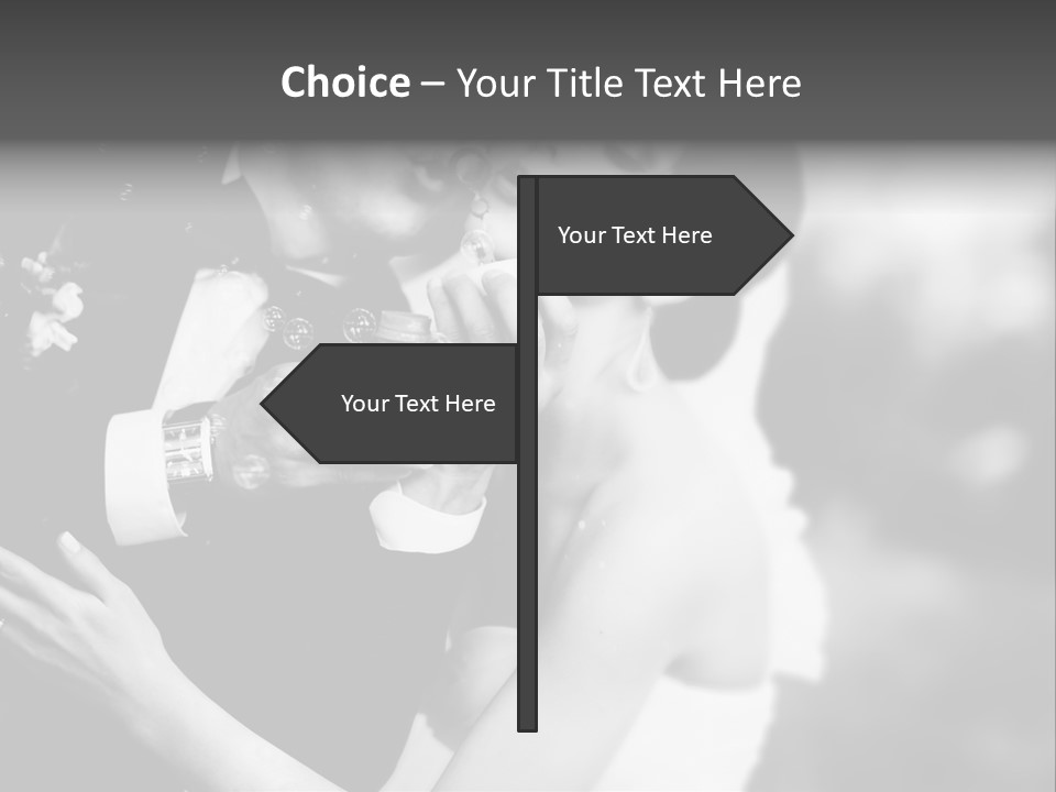 A Man And A Woman Kissing In A Black And White Photo PowerPoint Template