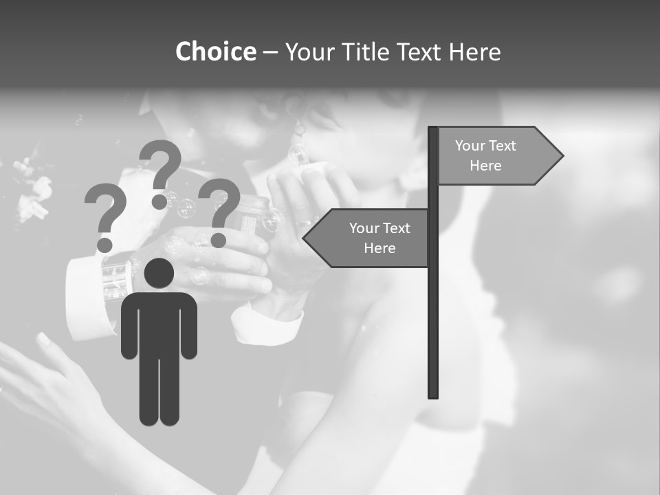 A Man And A Woman Kissing In A Black And White Photo PowerPoint Template