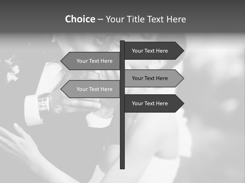 A Man And A Woman Kissing In A Black And White Photo PowerPoint Template