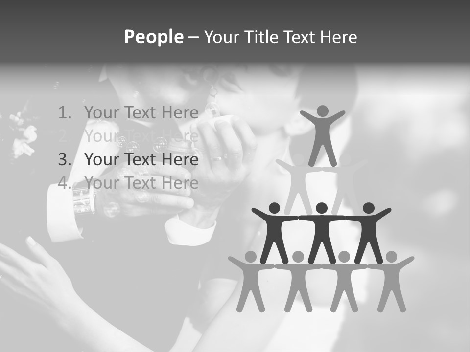 A Man And A Woman Kissing In A Black And White Photo PowerPoint Template