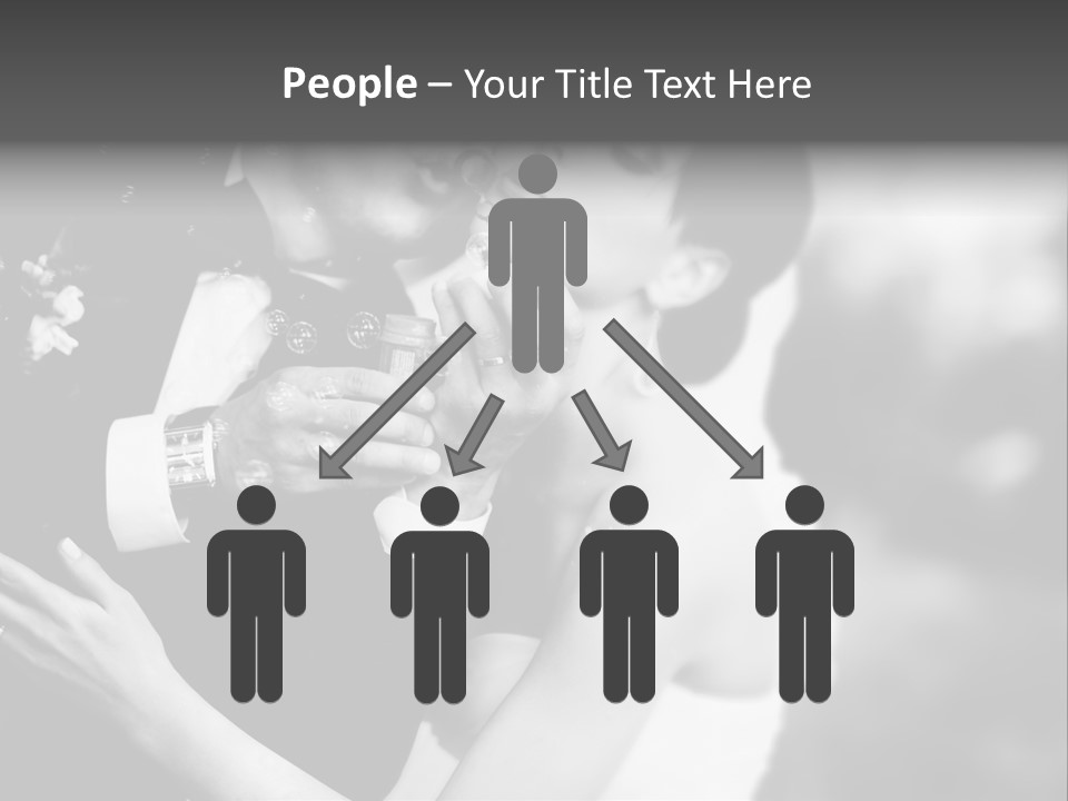 A Man And A Woman Kissing In A Black And White Photo PowerPoint Template