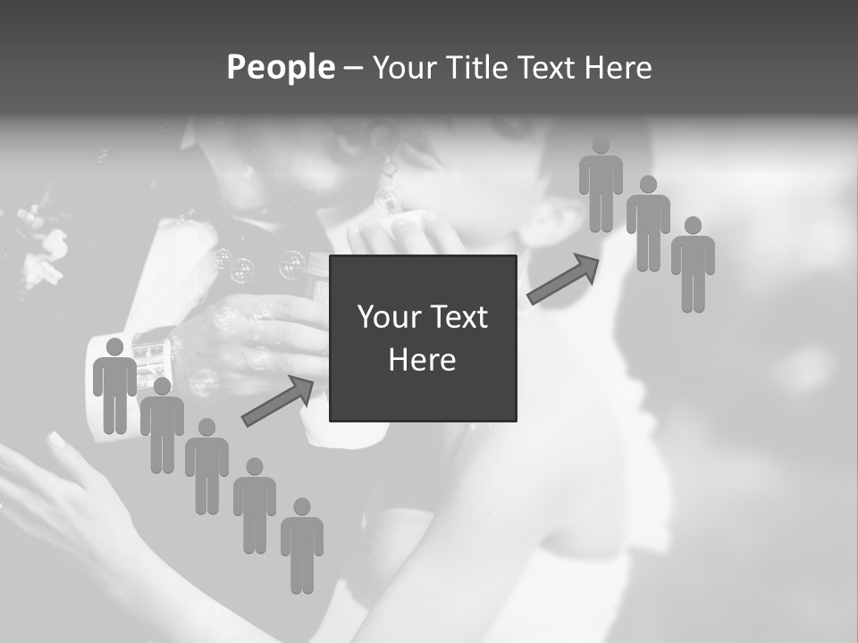 A Man And A Woman Kissing In A Black And White Photo PowerPoint Template
