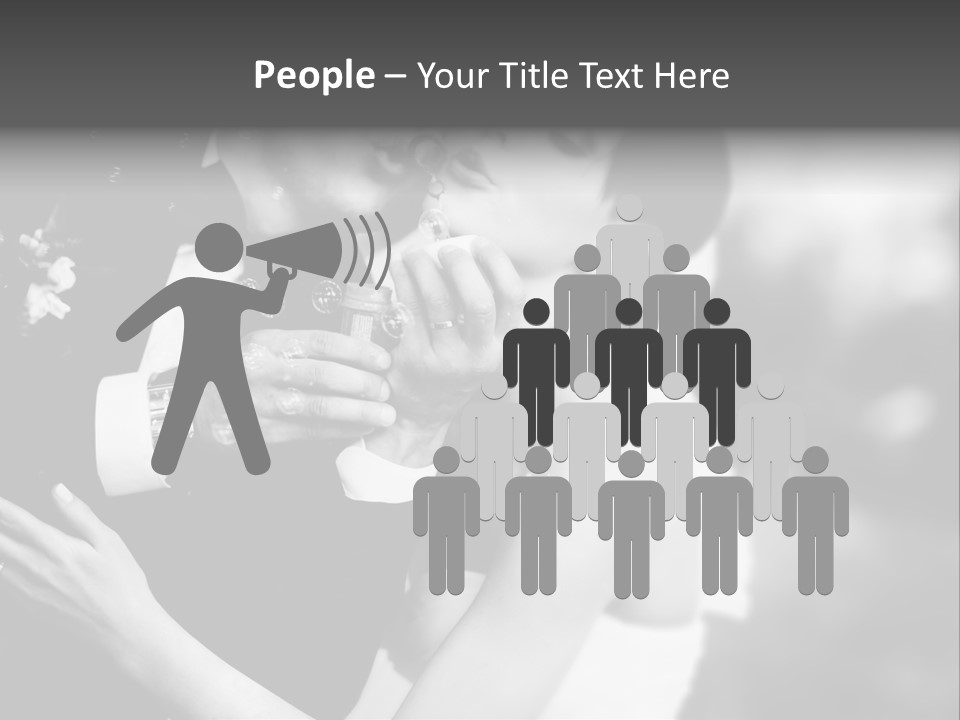 A Man And A Woman Kissing In A Black And White Photo PowerPoint Template