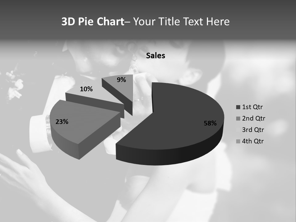 A Man And A Woman Kissing In A Black And White Photo PowerPoint Template
