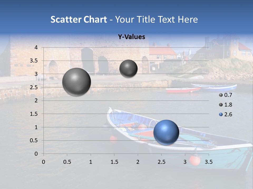 A Blue Boat Sitting In The Water Next To A Stone Wall PowerPoint Template