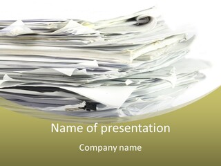 A Pile Of Papers On Top Of A White Plate PowerPoint Template