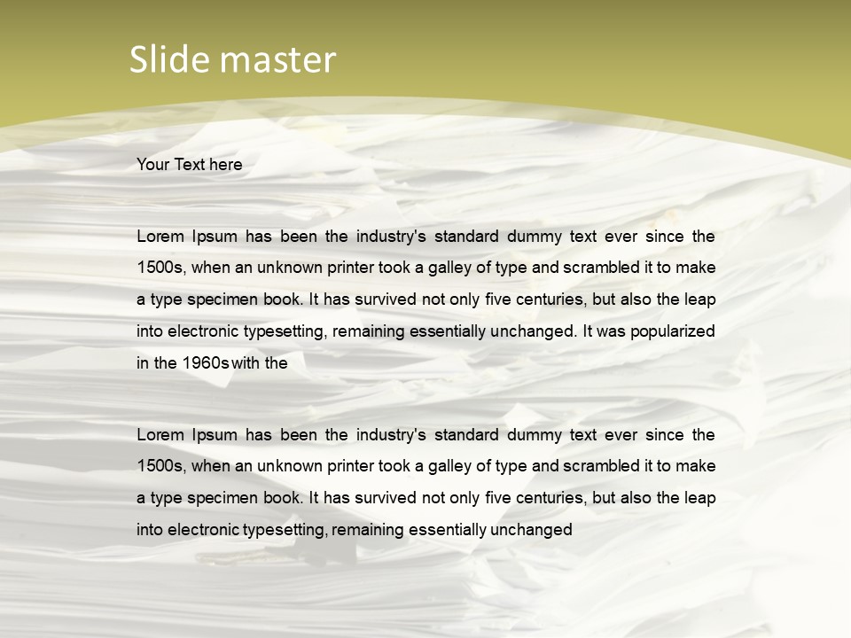 A Pile Of Papers On Top Of A White Plate PowerPoint Template