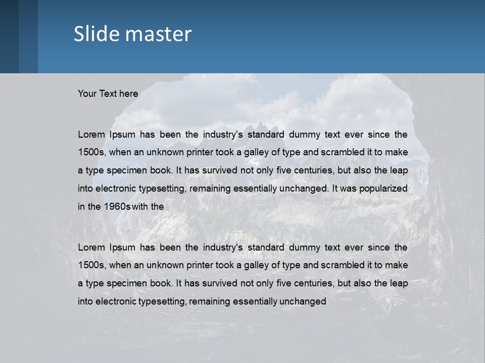 A View Of A Mountain Range Through A Cave PowerPoint Template