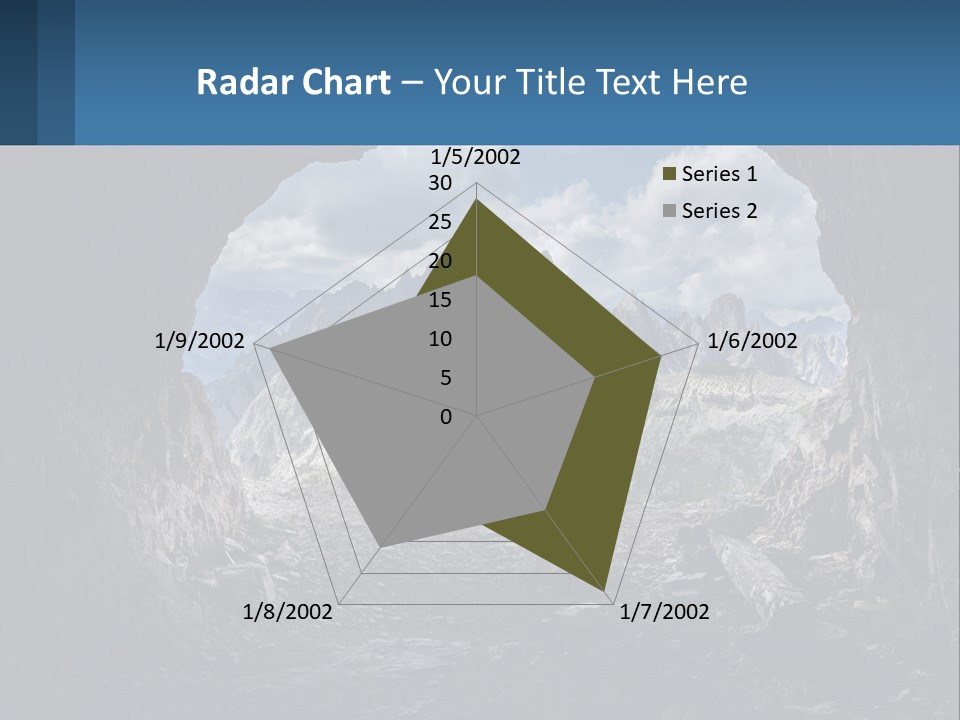 A View Of A Mountain Range Through A Cave PowerPoint Template