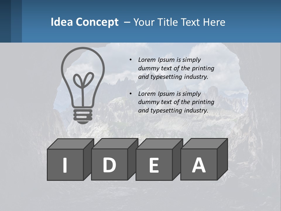 A View Of A Mountain Range Through A Cave PowerPoint Template