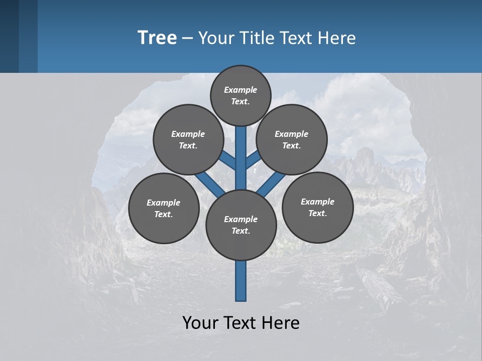 A View Of A Mountain Range Through A Cave PowerPoint Template