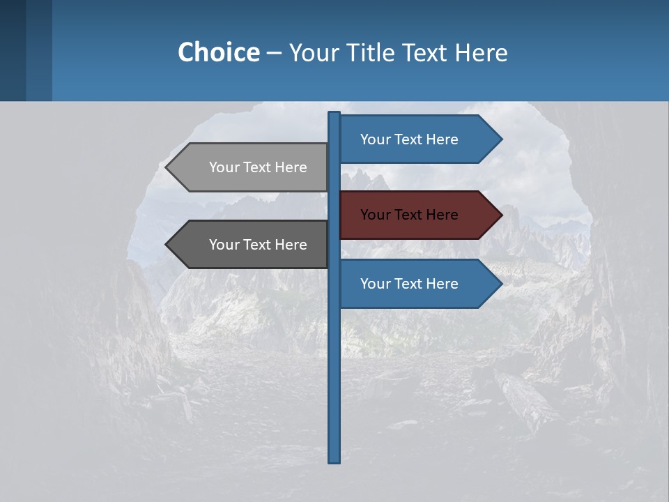 A View Of A Mountain Range Through A Cave PowerPoint Template